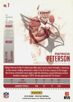 2016 Panini Prestige - Xtra Points Green #7 Patrick Peterson Back