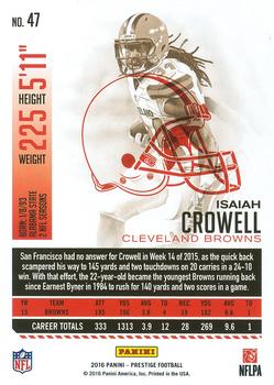 2016 Panini Prestige - Xtra Points Green #47 Isaiah Crowell Back