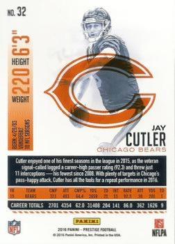 2016 Panini Prestige - Xtra Points Red #32 Jay Cutler Back