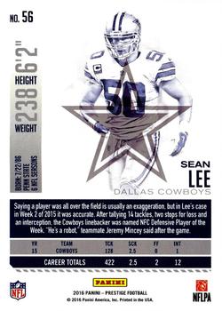 2016 Panini Prestige - Xtra Points Red #56 Sean Lee Back