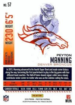 2016 Panini Prestige - Xtra Points Red #57 Peyton Manning Back
