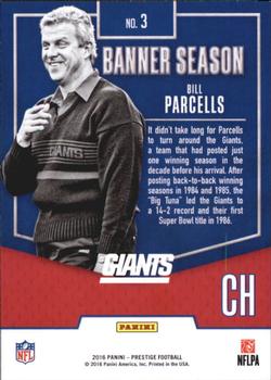 2016 Panini Prestige - Banner Season #3 Bill Parcells Back
