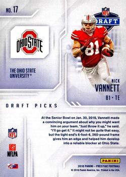 2016 Panini Prestige - Draft Picks Blue #17 Nick Vannett Back