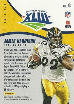 2016 Panini Prestige - Super Bowl Heroes #13 James Harrison Back