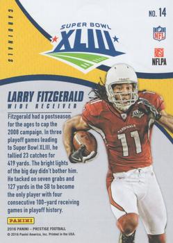 2016 Panini Prestige - Super Bowl Heroes #14 Larry Fitzgerald Back