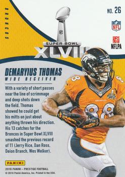 2016 Panini Prestige - Super Bowl Heroes #26 Demaryius Thomas Back