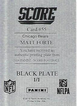 2016 Score - Printing Plates Black #55 Matt Forte Back