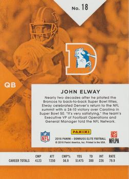 2016 Donruss Elite - Teal #18 John Elway Back