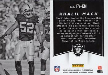 2016 Donruss Elite - Field Vision #FV-KM Khalil Mack Back