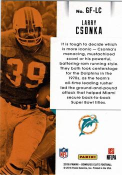 2016 Donruss Elite - Game Face Green #GF-LC Larry Csonka Back