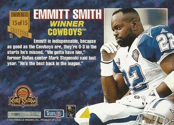 1996 Pinnacle Super Bowl Card Show #15 Emmitt Smith Back