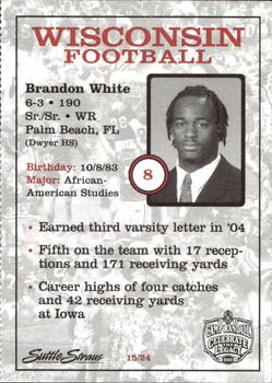 2005 Wisconsin Badgers Program Cards #15 Brandon White Back