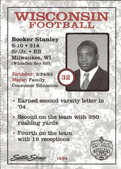2005 Wisconsin Badgers Program Cards #16 Booker Stanley Back