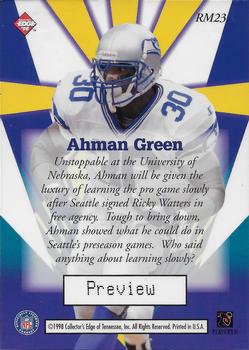 1998 Collector's Edge Masters - Rookie Masters Previews #RM23 Ahman Green Back