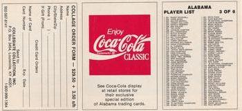 1989 Collegiate Collection Coke Alabama Crimson Tide (580) - Checklists #3 Player List 201-300 Front
