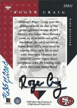 1998 Collector's Edge Masters - Super Masters Autographs #SM31 Roger Craig Back