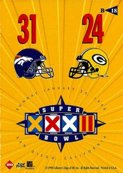 1998 Collector's Edge Super Bowl XXXII - Denver Broncos B Prefix #B18 Rod Smith / John Elway / Ed McCaffrey Back