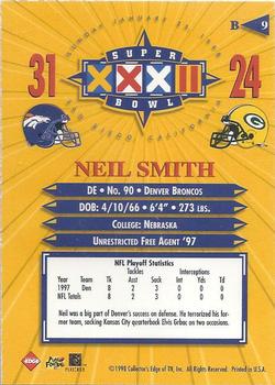 1998 Collector's Edge Super Bowl XXXII - Denver Broncos B Prefix Silver #B9 Neil Smith Back