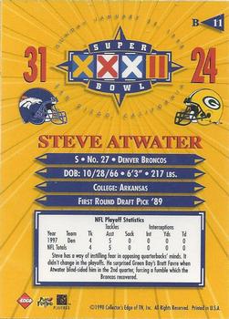 1998 Collector's Edge Super Bowl XXXII - Denver Broncos B Prefix Silver #B11 Steve Atwater Back
