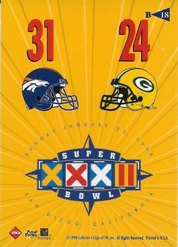 1998 Collector's Edge Super Bowl XXXII - Denver Broncos B Prefix Silver #B18 Rod Smith / John Elway / Ed McCaffrey Back