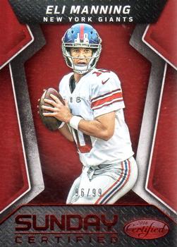 2016 Panini Certified - Sunday Certified Mirror Red #14 Eli Manning Front