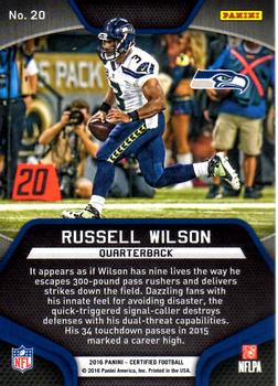 2016 Panini Certified - Skills #20 Russell Wilson Back