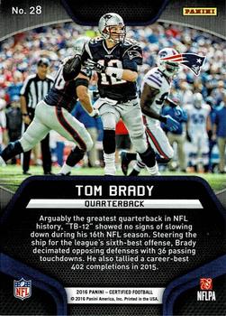 2016 Panini Certified - Skills #28 Tom Brady Back