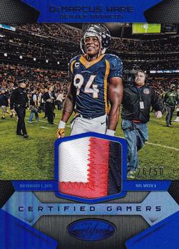 2016 Panini Certified - Certified Gamers Mirror Blue #9 DeMarcus Ware Front
