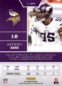 2016 Panini - Chivalry #173 Anthony Barr Back