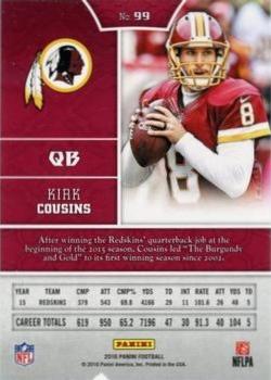 2016 Panini - Red #99 Kirk Cousins Back