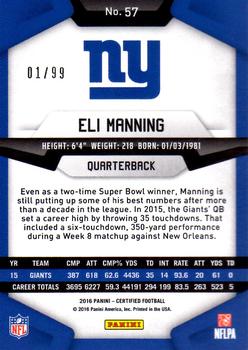 2016 Panini Certified - Mirror Red #57 Eli Manning Back