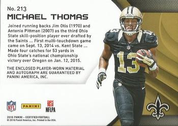 2016 Panini Certified - Mirror Red #213 Michael Thomas Back