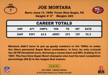 2016 Donruss - 1987 Classic Set #7 Joe Montana Back