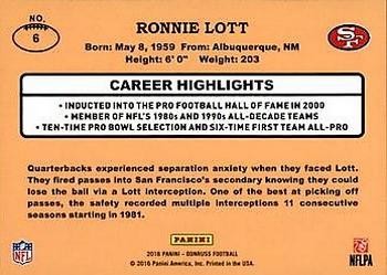 2016 Donruss - 1987 Classic Set Holo #6 Ronnie Lott Back