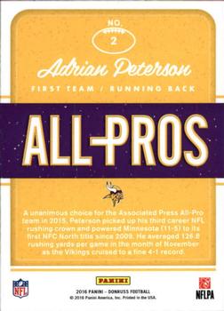 2016 Donruss - All-Pros #2 Adrian Peterson Back