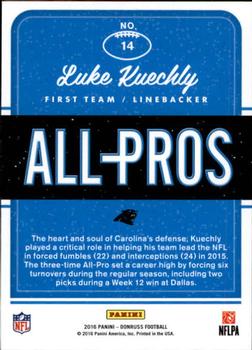 2016 Donruss - All-Pros #14 Luke Kuechly Back