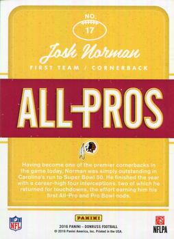 2016 Donruss - All-Pros #17 Josh Norman Back