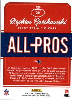 2016 Donruss - All-Pros #20 Stephen Gostkowski Back
