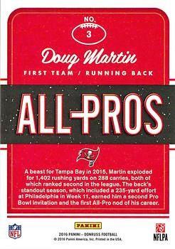 2016 Donruss - All-Pros Holo #3 Doug Martin Back