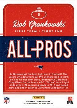 2016 Donruss - All-Pros Holo #5 Rob Gronkowski Back