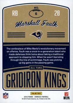 2016 Donruss - All-Time Gridiron Kings #6 Marshall Faulk Back