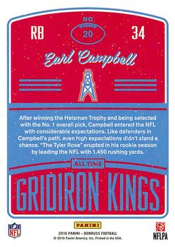 2016 Donruss - All-Time Gridiron Kings #20 Earl Campbell Back