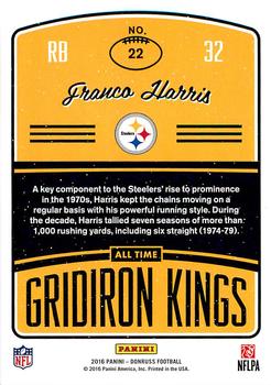 2016 Donruss - All-Time Gridiron Kings #22 Franco Harris Back