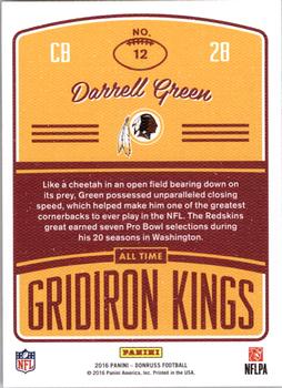 2016 Donruss - All-Time Gridiron Kings Studio #12 Darrell Green Back