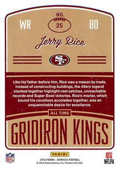 2016 Donruss - All-Time Gridiron Kings Studio #25 Jerry Rice Back