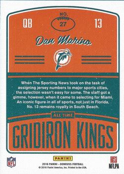 2016 Donruss - All-Time Gridiron Kings Studio #27 Dan Marino Back