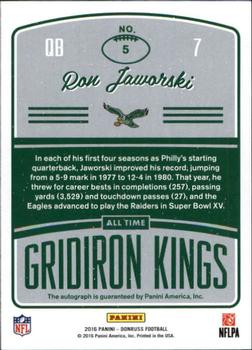 2016 Donruss - All-Time Gridiron Kings Autographs #5 Ron Jaworski Back