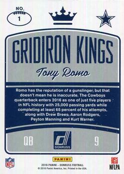2016 Donruss - Gridiron Kings #1 Tony Romo Back