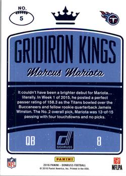 2016 Donruss - Gridiron Kings #5 Marcus Mariota Back