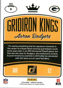 2016 Donruss - Gridiron Kings #6 Aaron Rodgers Back